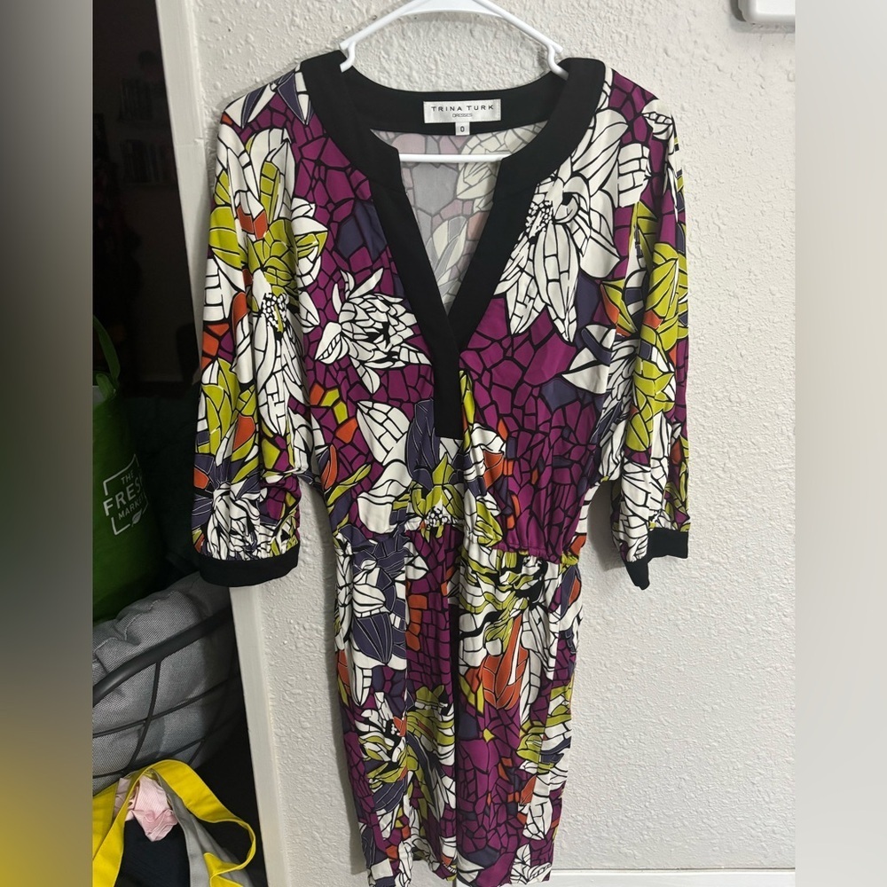 Trina Turk Multicolor Dress with Black Accents Size 0